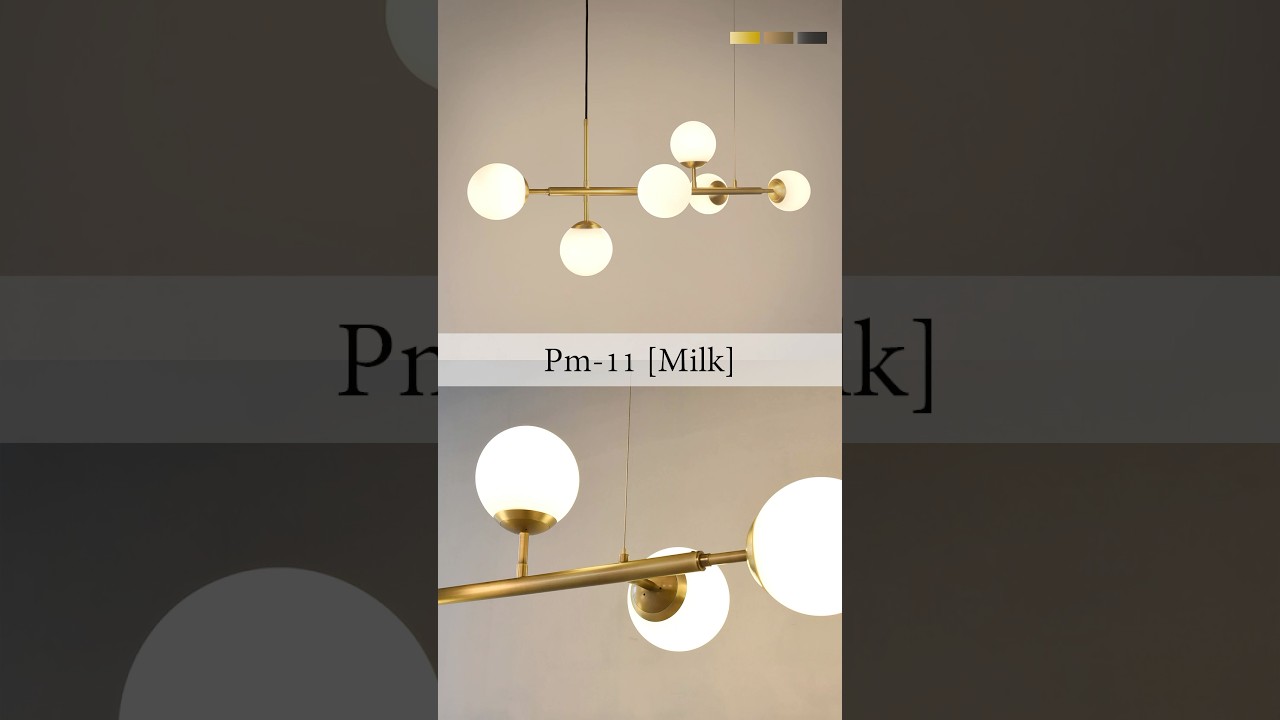 真鍮フレームとランダムなシェードのペンダントライト - Pm-11 [Milk