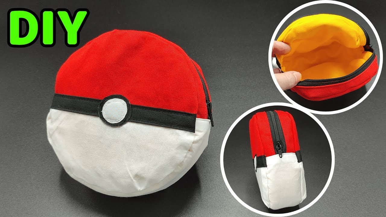 DIY Pokemon Monster Ball／How to make a round pouch with a 20cm