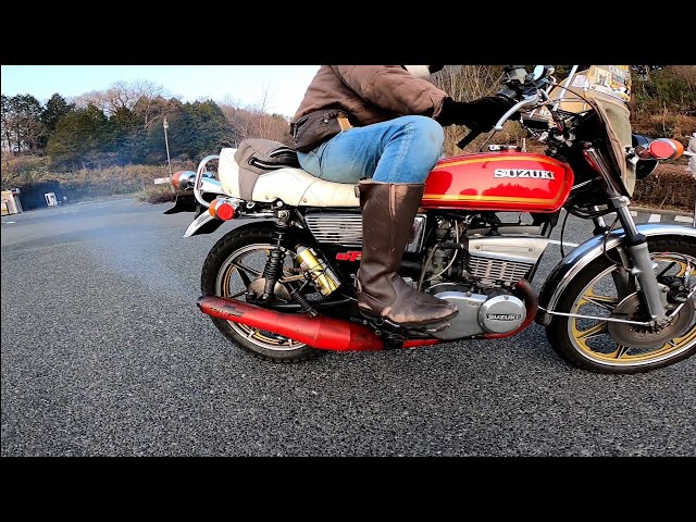 SUZUKI【GT380】ゼンシン芋管マフラー音 2ストトリプル集合マフラー音