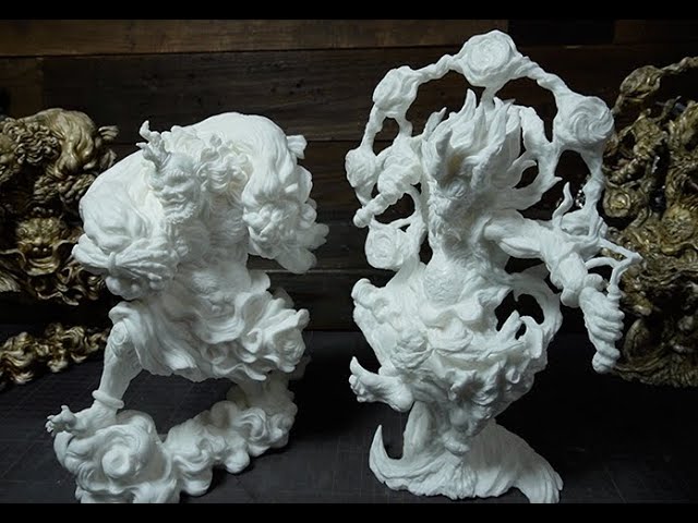 双極乱舞・風神X雷神』組立＆墨入れ動画 #造形戯画、#岩倉圭二