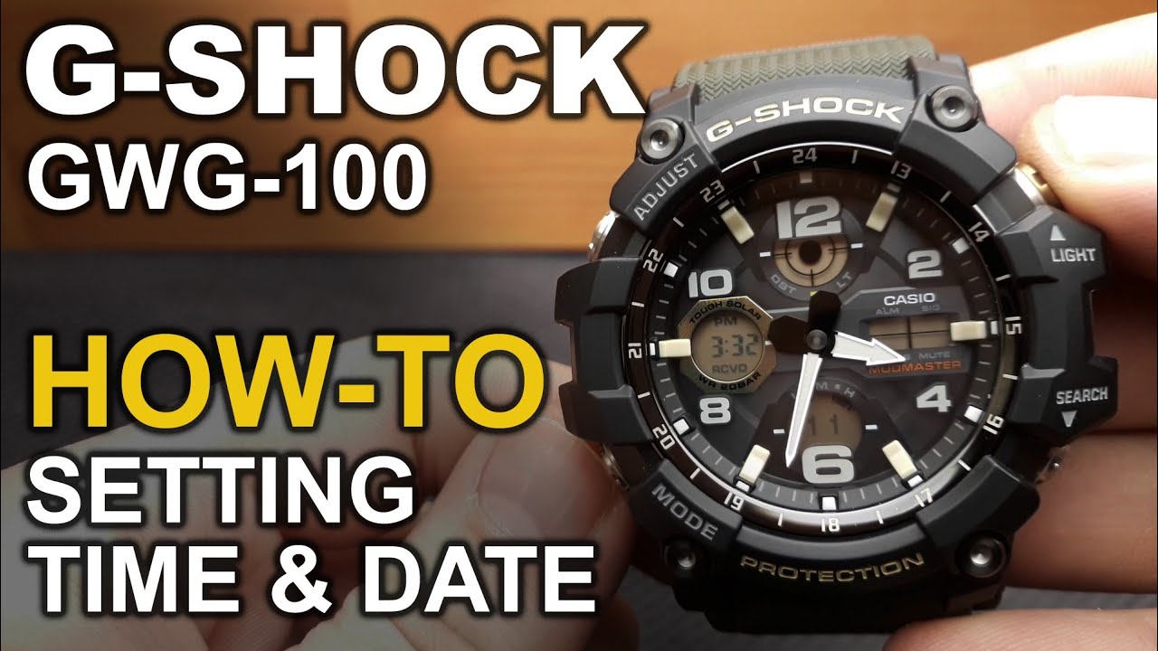 Casio GShock Mudmaster GWG-100 - Setting Time and Date tutorial