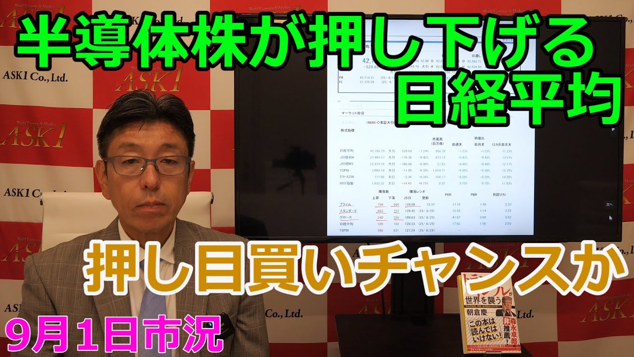 September 1, 2025 [Semiconductor stocks push down the Nikkei