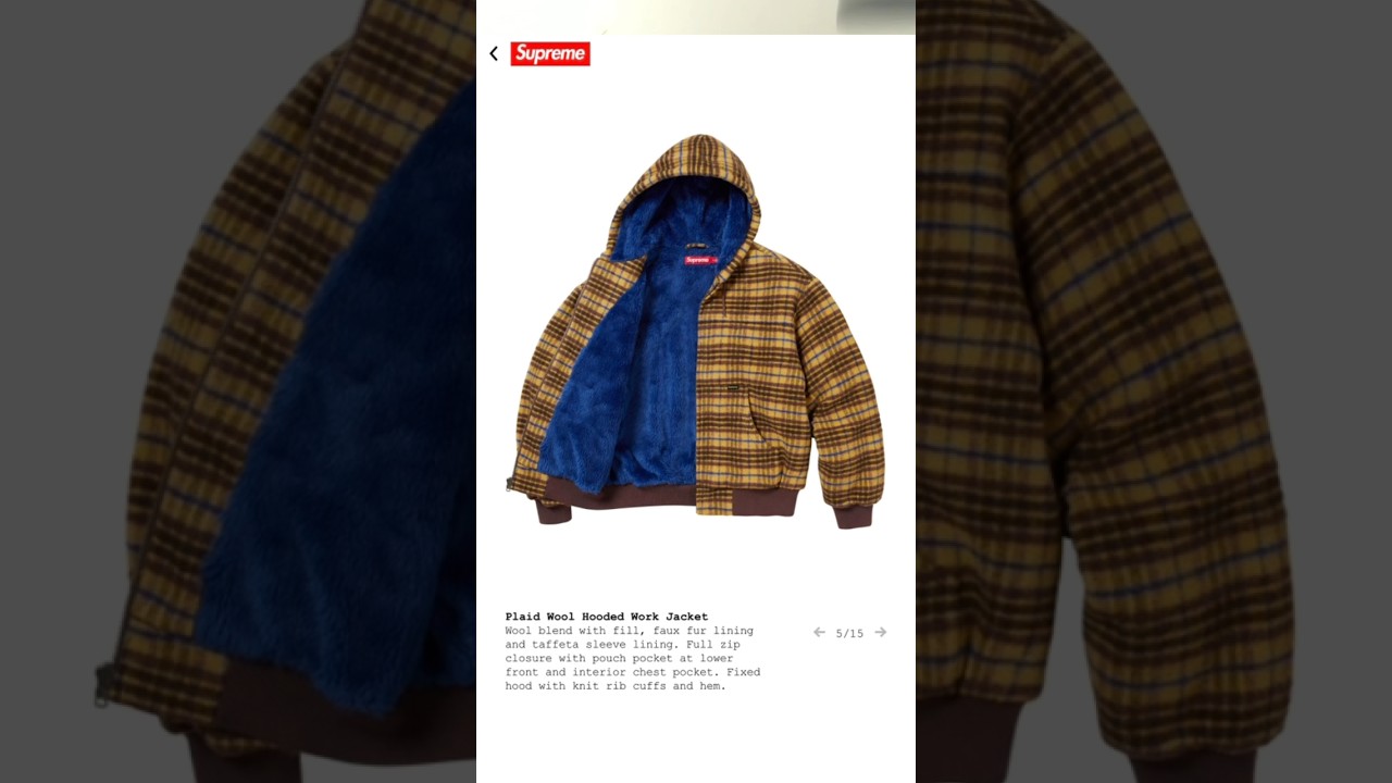 Supreme Week 3 F/W 2023 Plaid Wool Hooded Work Jacket! - YouTube