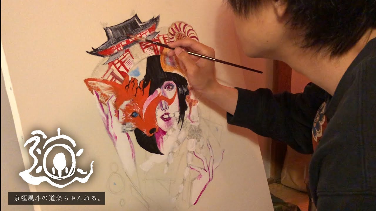 A young comedian paints on a canvas for the first time in his life