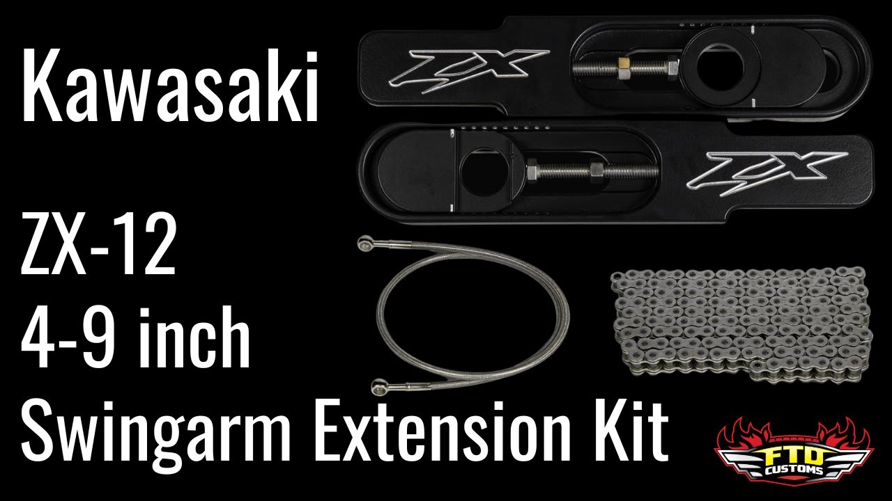Kawasaki ZX-12R Swingarm Extensions - Black Finish - Engraved