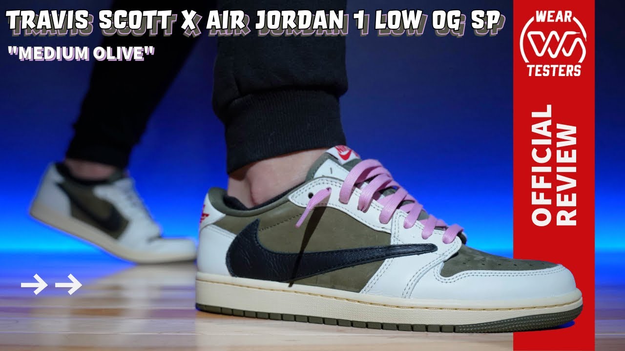 Travis Scott x Air Jordan 1 Low OG SP Medium Olive - YouTube