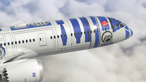 ANA celebrates the roll-out of the R2-D2 Star Wars Boeing 787-9