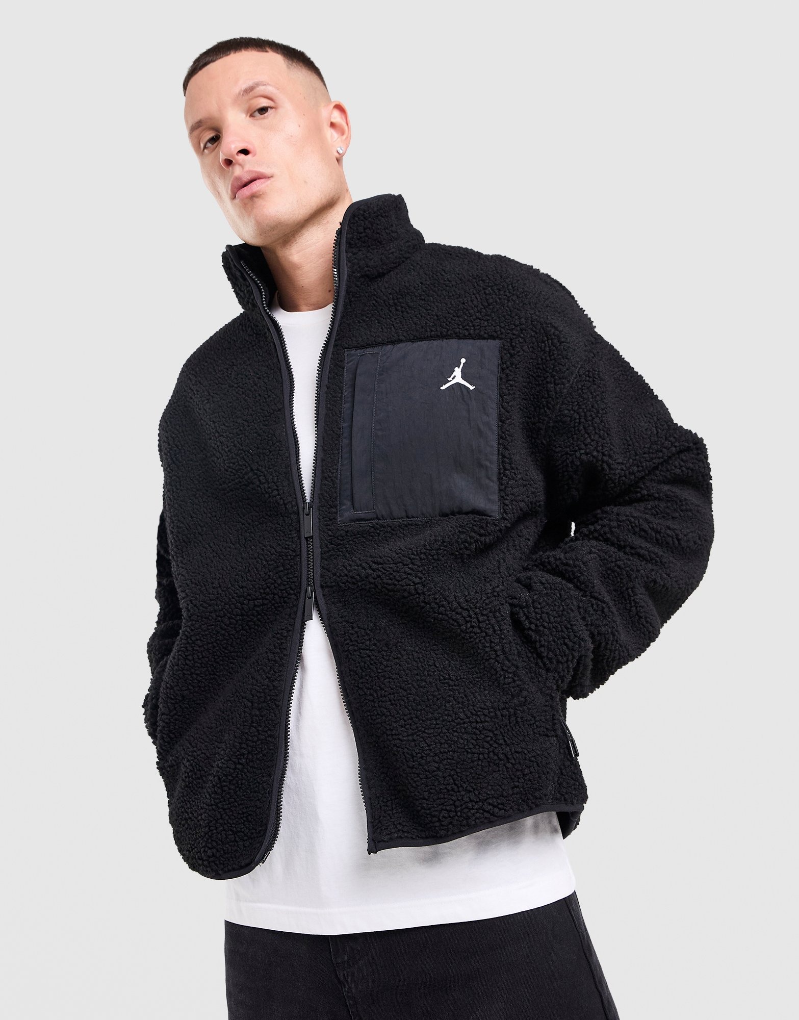 Black Jordan Sherpa Full Zip Jacket - JD Sports Global
