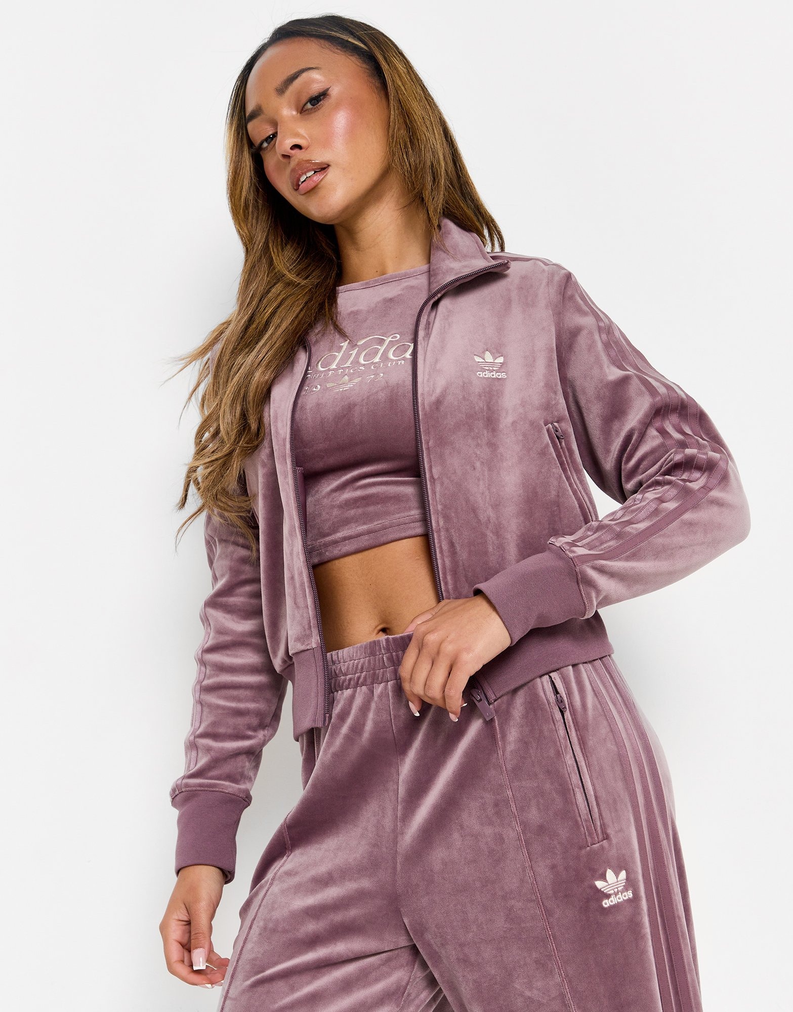 Purple adidas Originals Velour Firebird Track Top - JD Sports Global