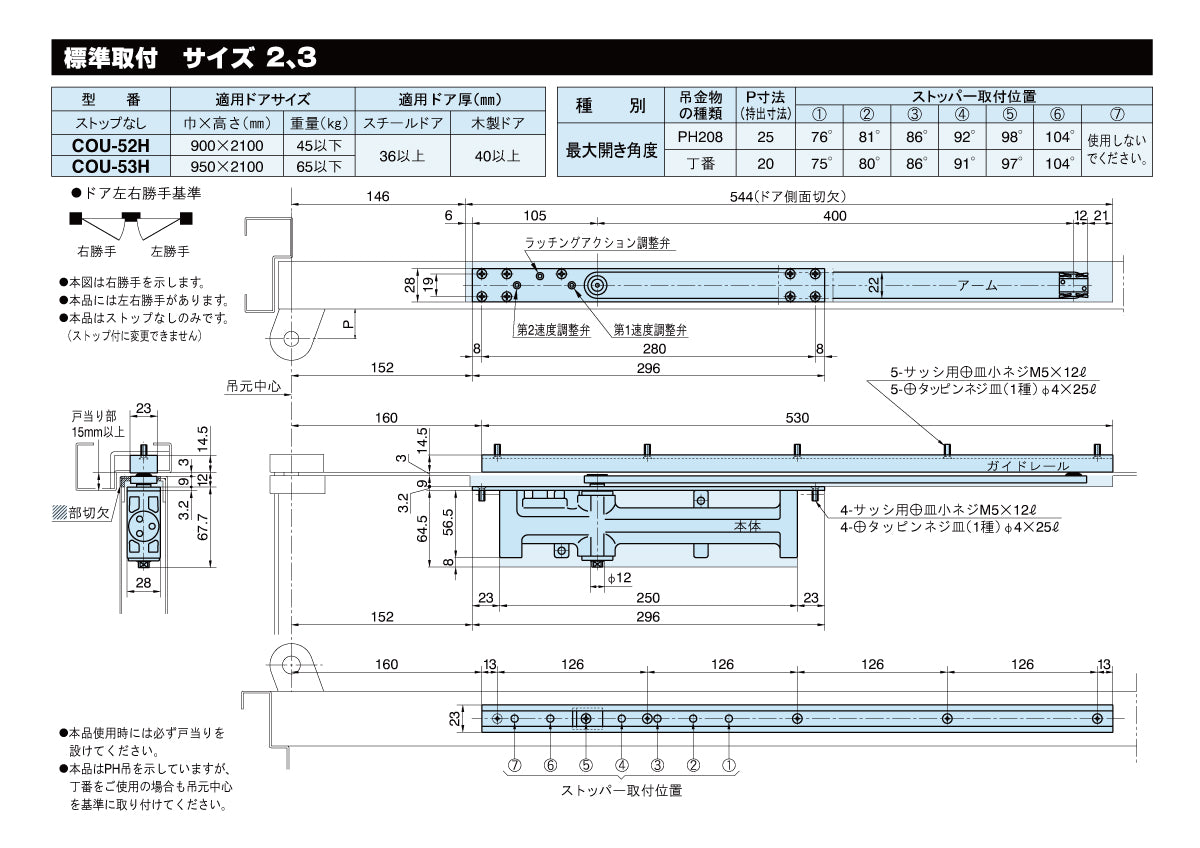 COU-52H（ホテルドア用） ❘ コンシールドドアクローザー ❘ リョービ