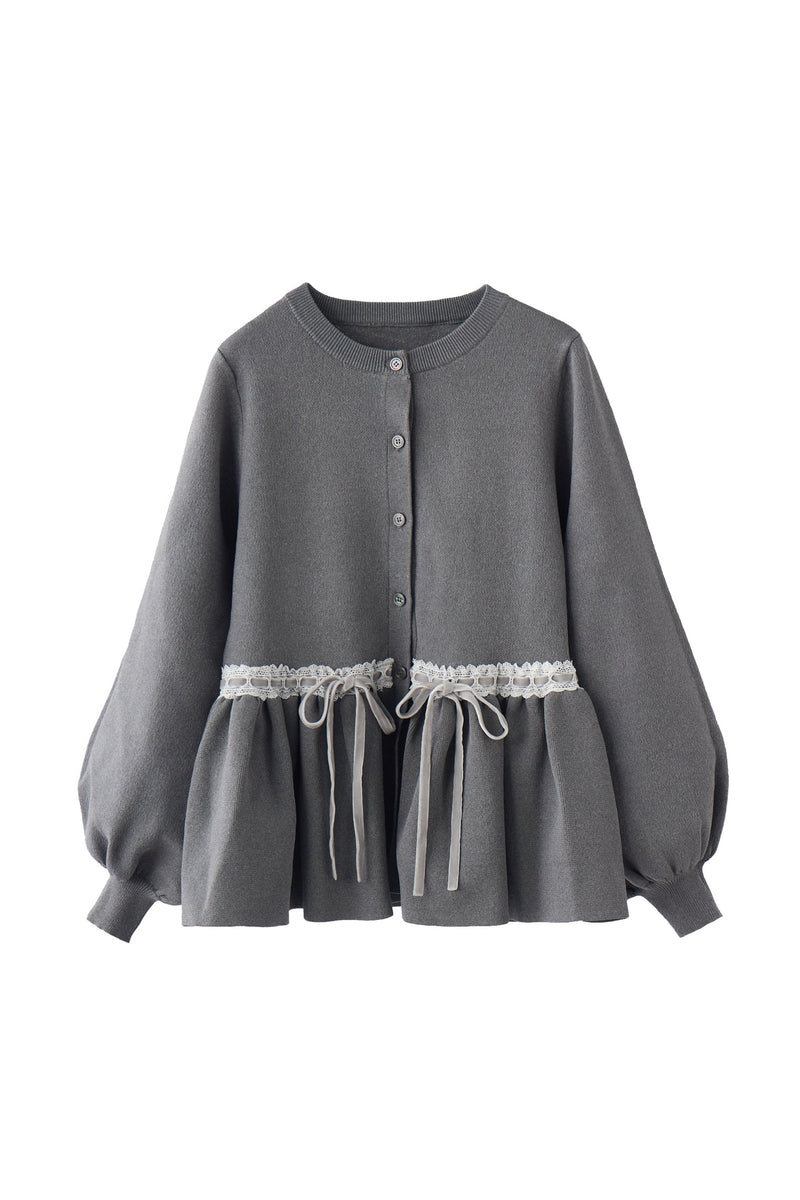 velours ribbon peplum cardigan – idem