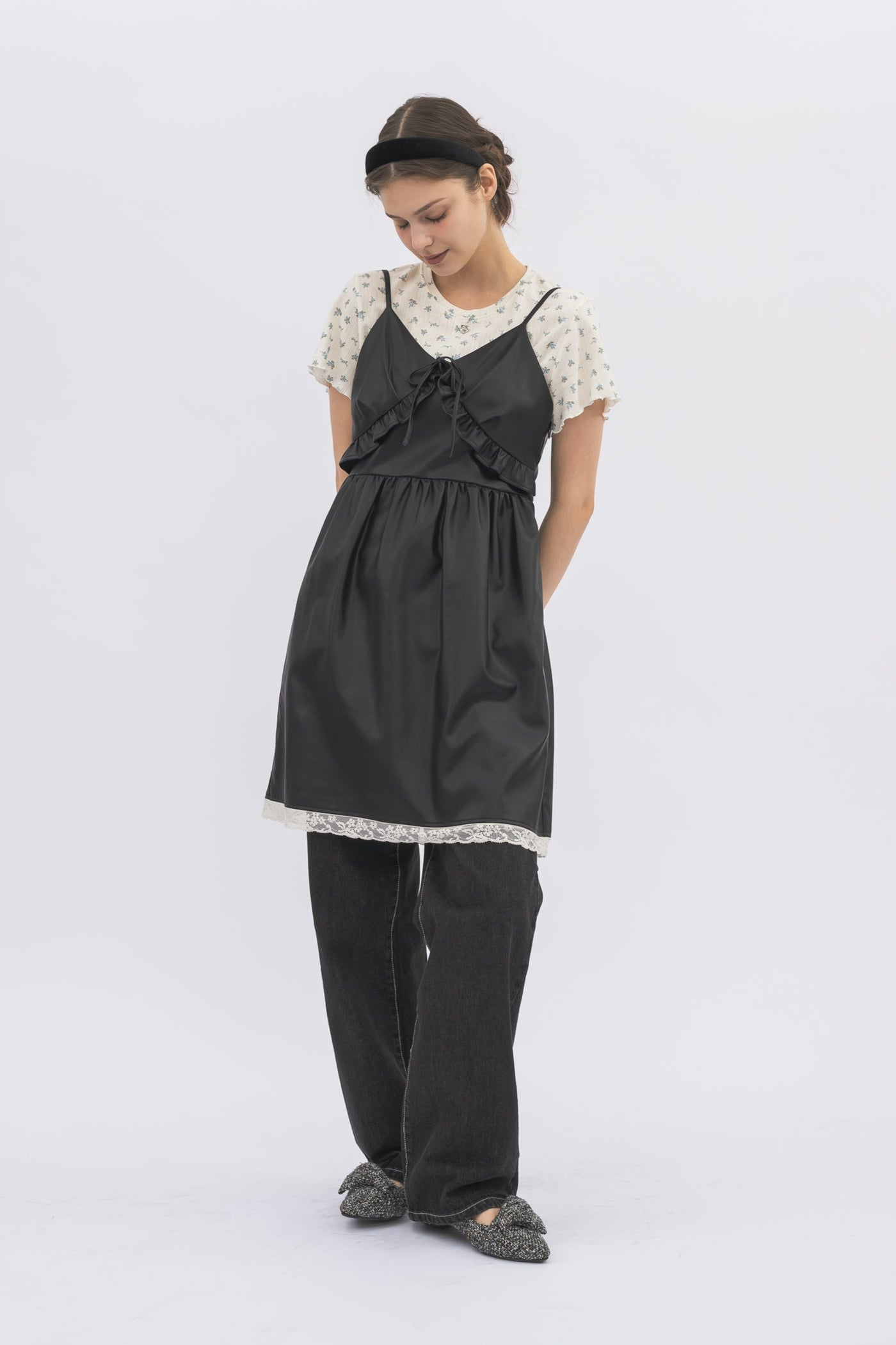 leather frill onepiece – idem
