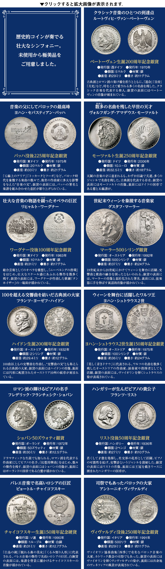 ベートーヴェン生誕250周年記念 偉大なる音楽家 歴史的貨幣