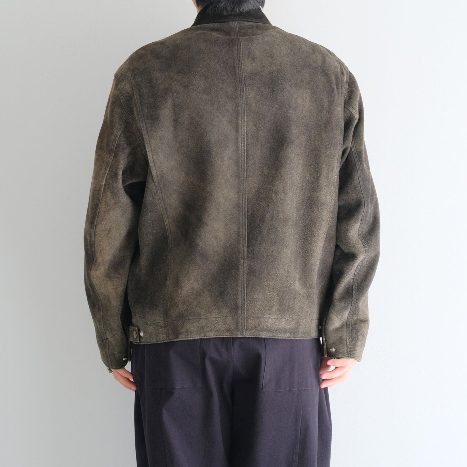 SEVEN BY SEVEN - LEATHER DETROITJACKET ‐Goat suede Antique finish