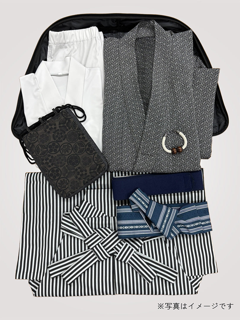 男性 二越ちりめん着物フルセット 青海波 - KIMONO Connect
