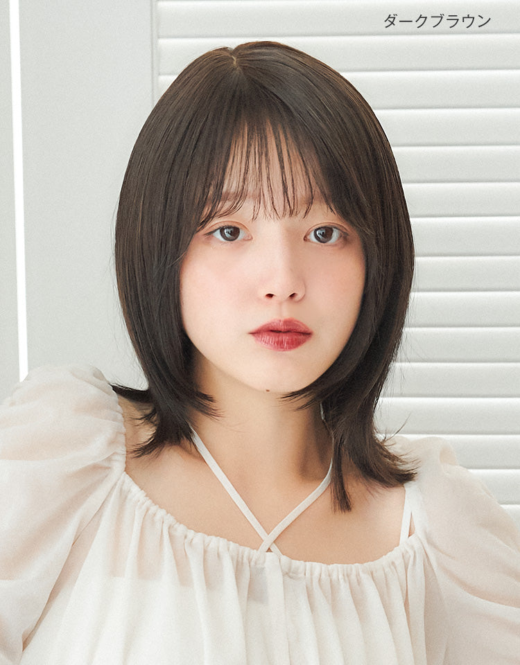 美容師Cut】天使のセレーナミディ人毛MIX フルウィッグ ミディアム