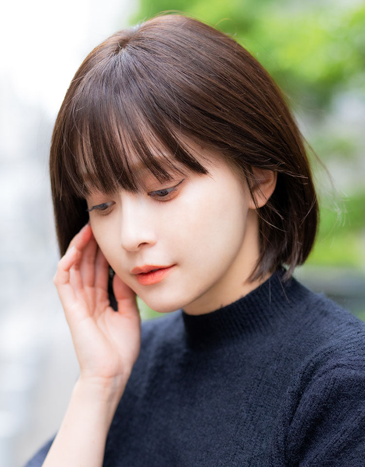 天使のミニボブ人毛MIX フルウィッグ ショート｜リネアストリア