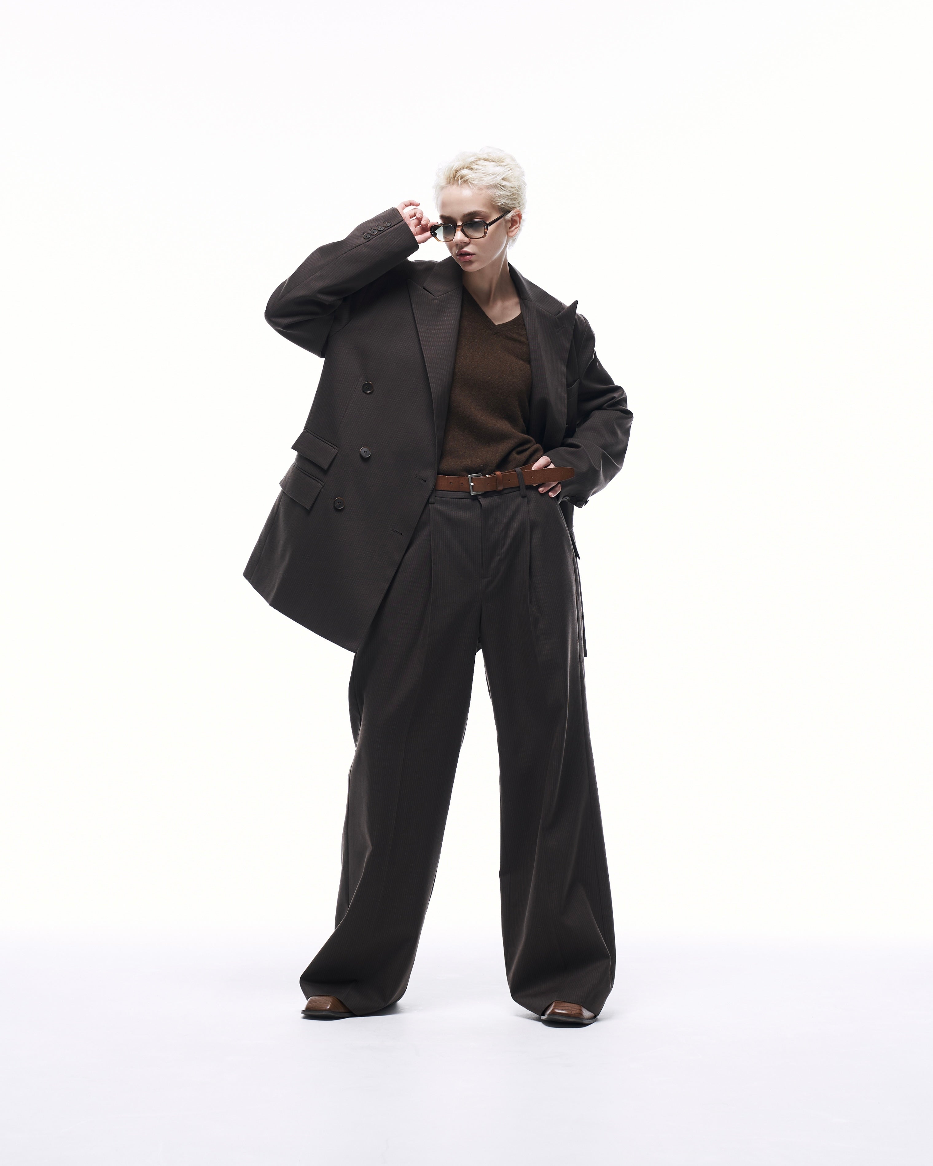 WIDE STRAIGHT BUGGY WOOL SLACKS （STRIPED） – ILEAN