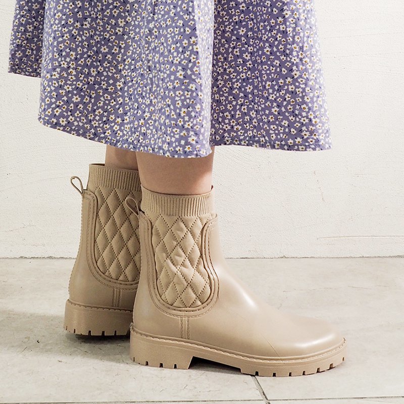 24春夏新作］防水｜キルティングレインブーツ | by あしながおじさん