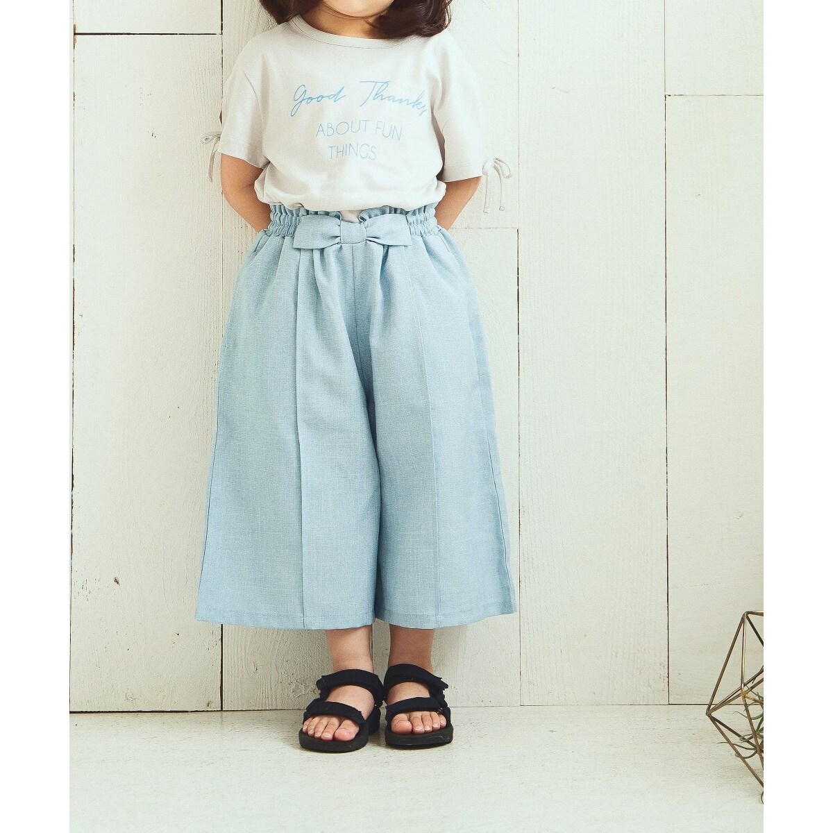 リネンタッチリボンガウチョパンツ（100?160cm） | イッカ(ikka