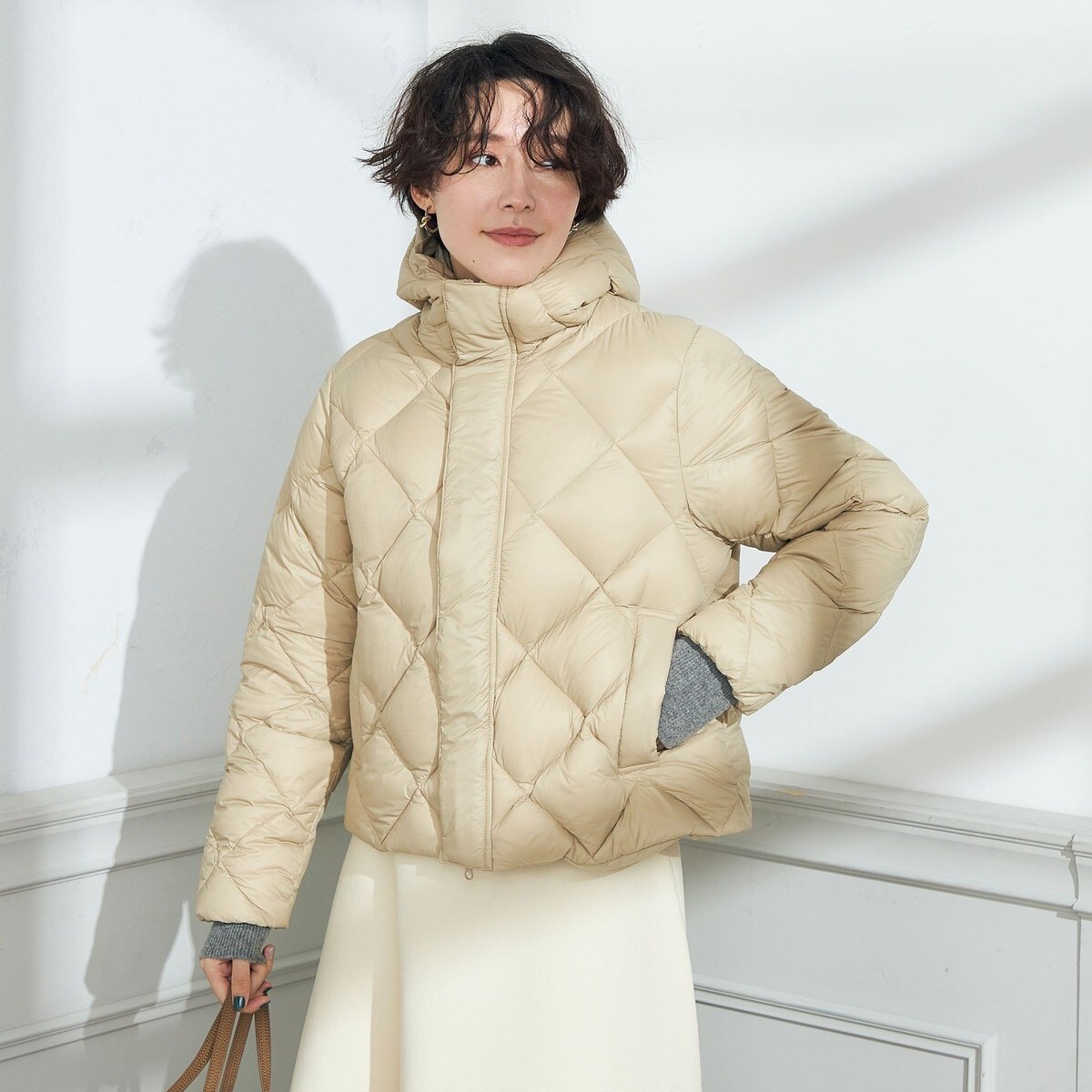 ◇【WEB限定】【TAION/タイオン】別注ダイヤキルトショートダウン(裾