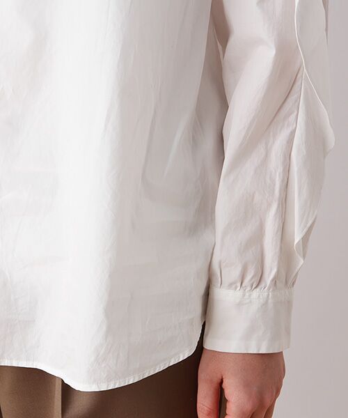 セール】 コットンタイプライター袖フリルブラウス （シャツ・ブラウス