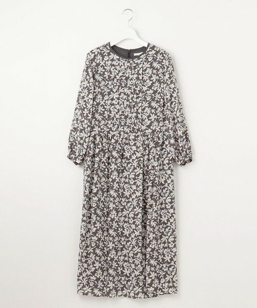 セール】 【洗える】スノーフラワープリント ワンピース （ロング