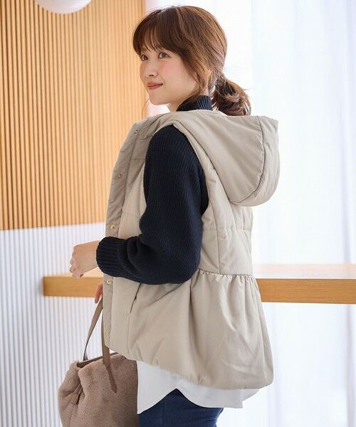 セール】 【2WAY】フェミニンペプラムパデット ベスト （ダウン