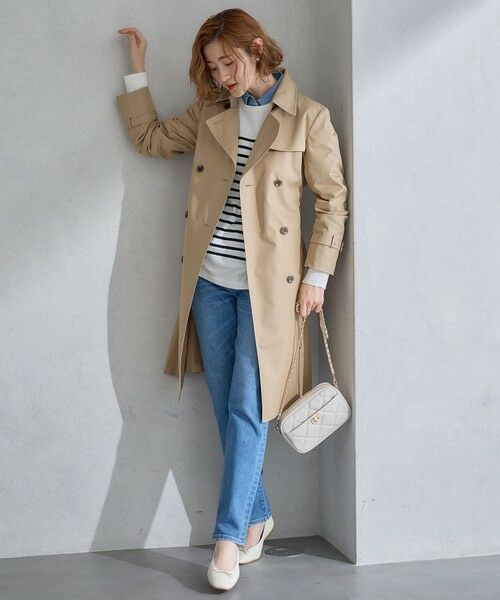 コットンポリエステルギャバジン ロング トレンチコート （トレンチ