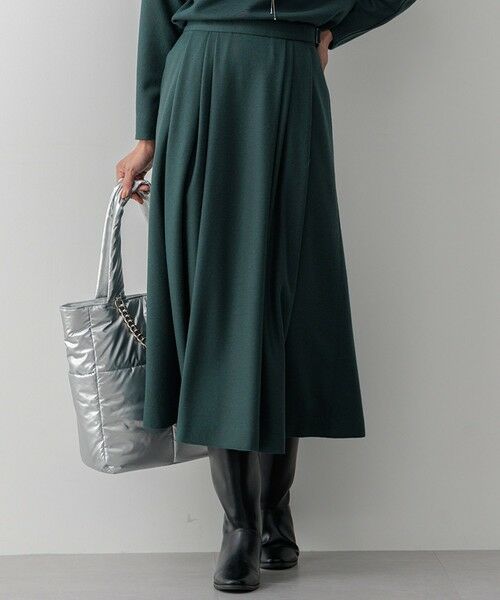 セール】 【洗える】ウールミルドジャージー タック スカート （ミニ