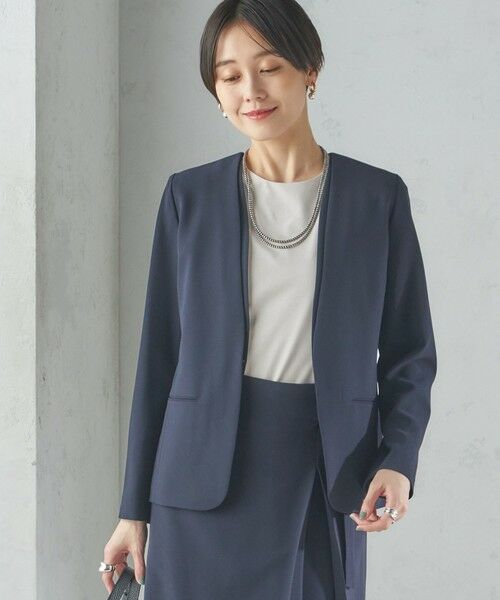 セール】 〈手洗い可能〉トリアセテート混 ダブルカラー ジャケット