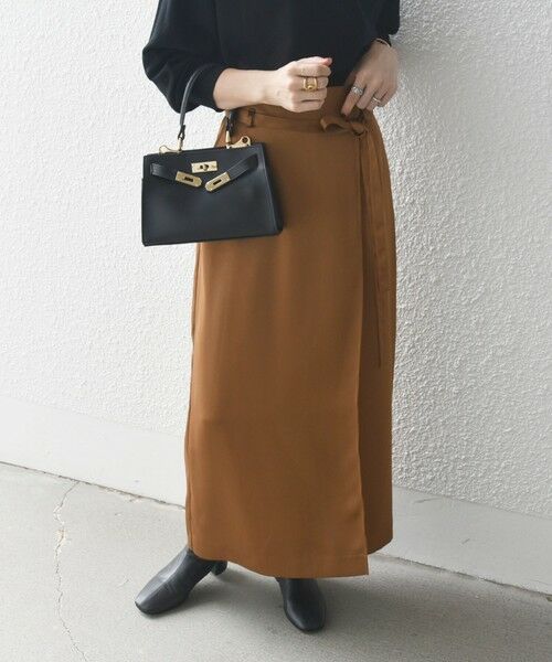 セール】 SHIPS any:〈手洗い可能〉サテン ラップデザイン ロング