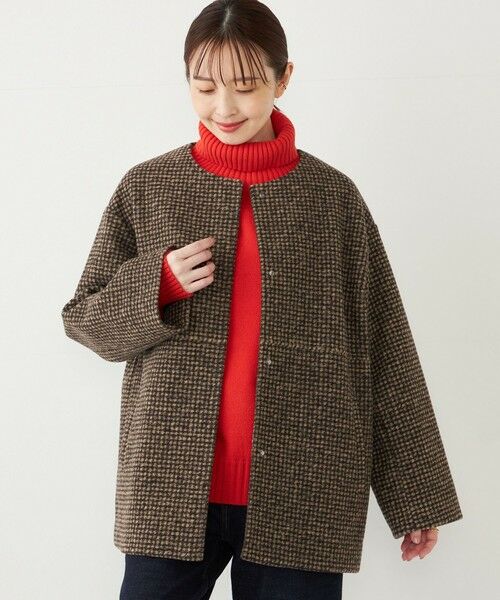 セール】 SHIPS Colors: スライバー ボンディング ノーカラー コート