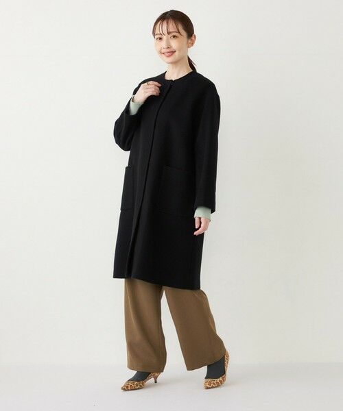 セール】 SHIPS Colors: ウール バックプリーツ ノーカラーコート