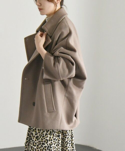 セール】 quaranciel: ウール ステンカラー コクーン ミドル コート