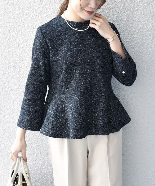 セール】 *〈手洗い可能〉ツイードペプラムプルオーバー（セットアップ