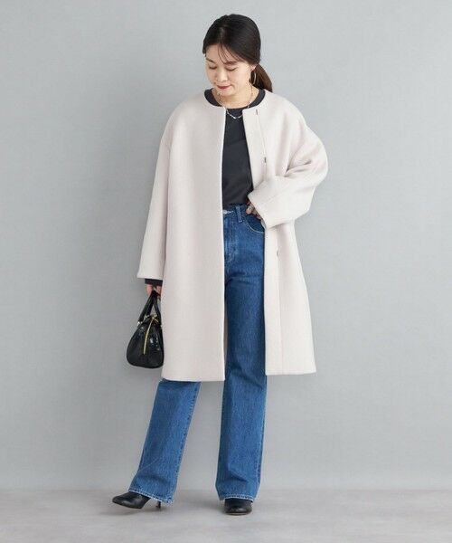 セール】 SUPER140 ノーカラー コクーン コート◇ （その他アウター