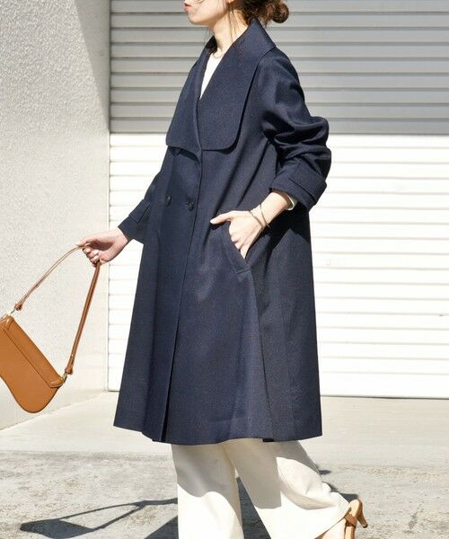 セール】 SHIPS any: ドライツイル ショールカラー Aライン コート