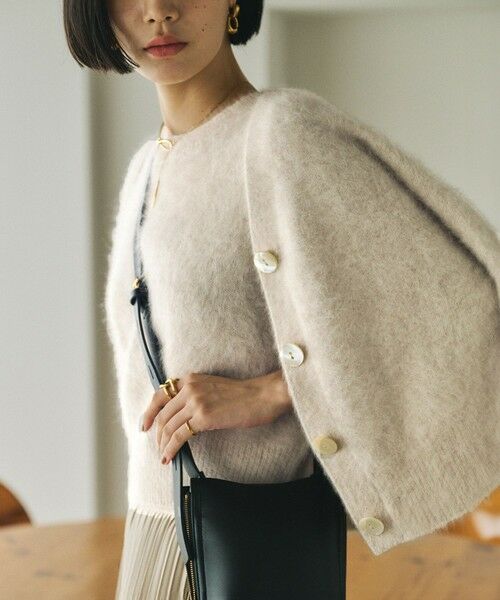 フォックスカシミヤニットカーディガン/イージーケア・アンサンブル