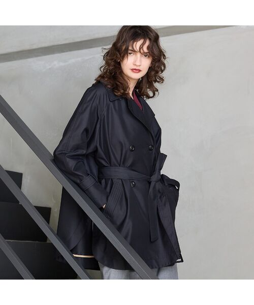 撥水加工】ケープショートトレンチ （トレンチコート）｜R-ISM