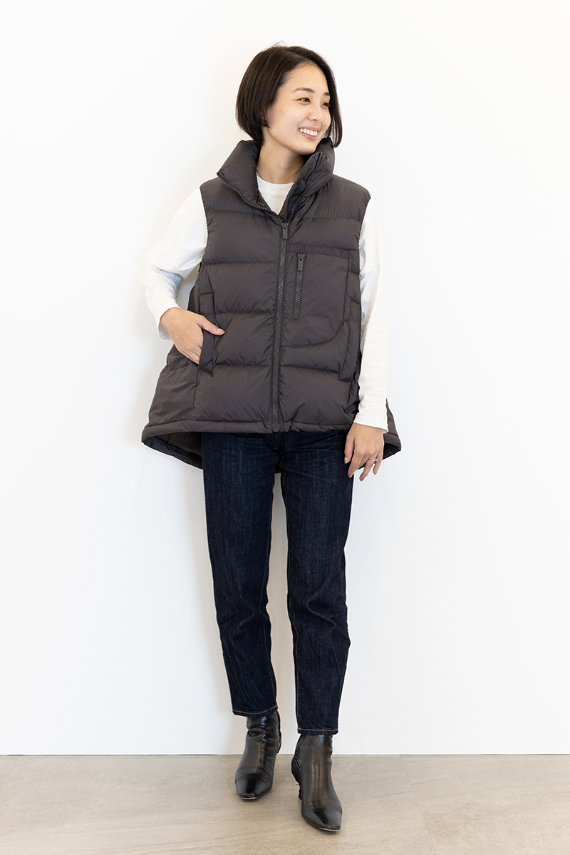 ＋J ジルサンダー ダウンボリュームベスト ブラック S ユニクロ