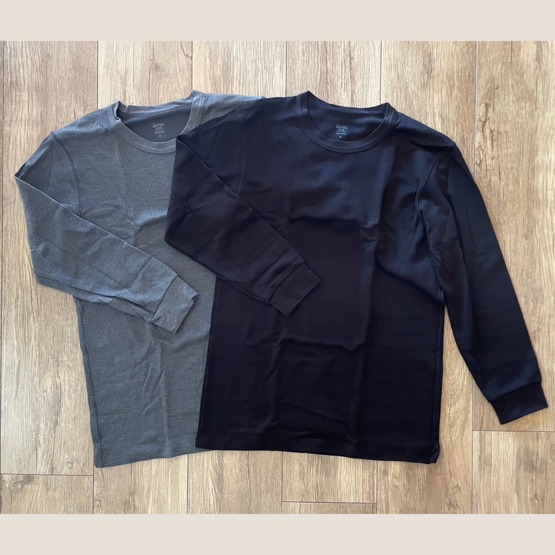 ユニクロ】メンズ「極暖クルーネックワッフルT」がキレイめに着られる