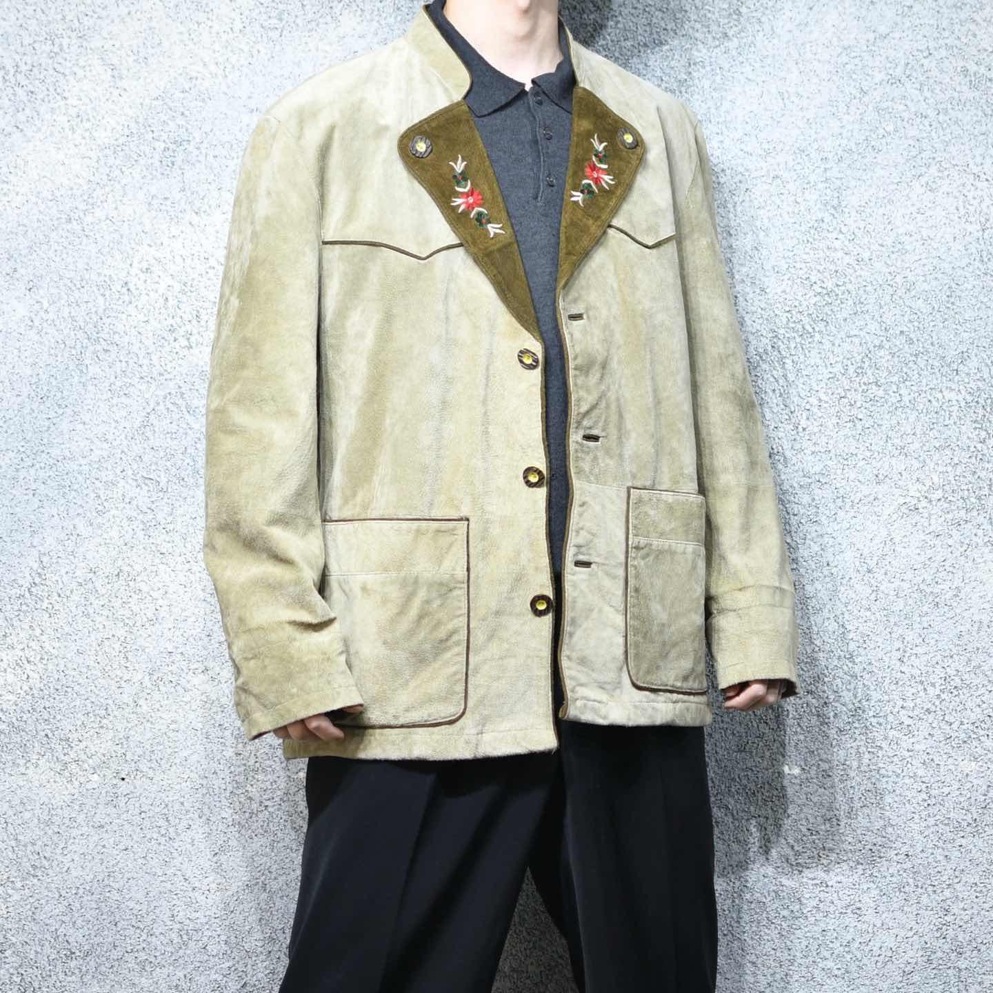 古着通販】古着 オーバーサイズ チロリアンジャケット スウェード