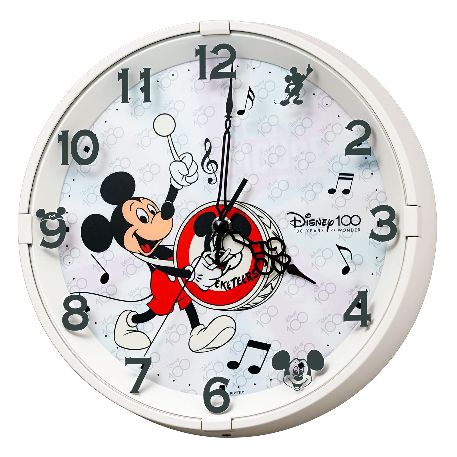 RHYTHM disney Mickey Mouse Wall Clock White 28x5.2cm Silent Clock