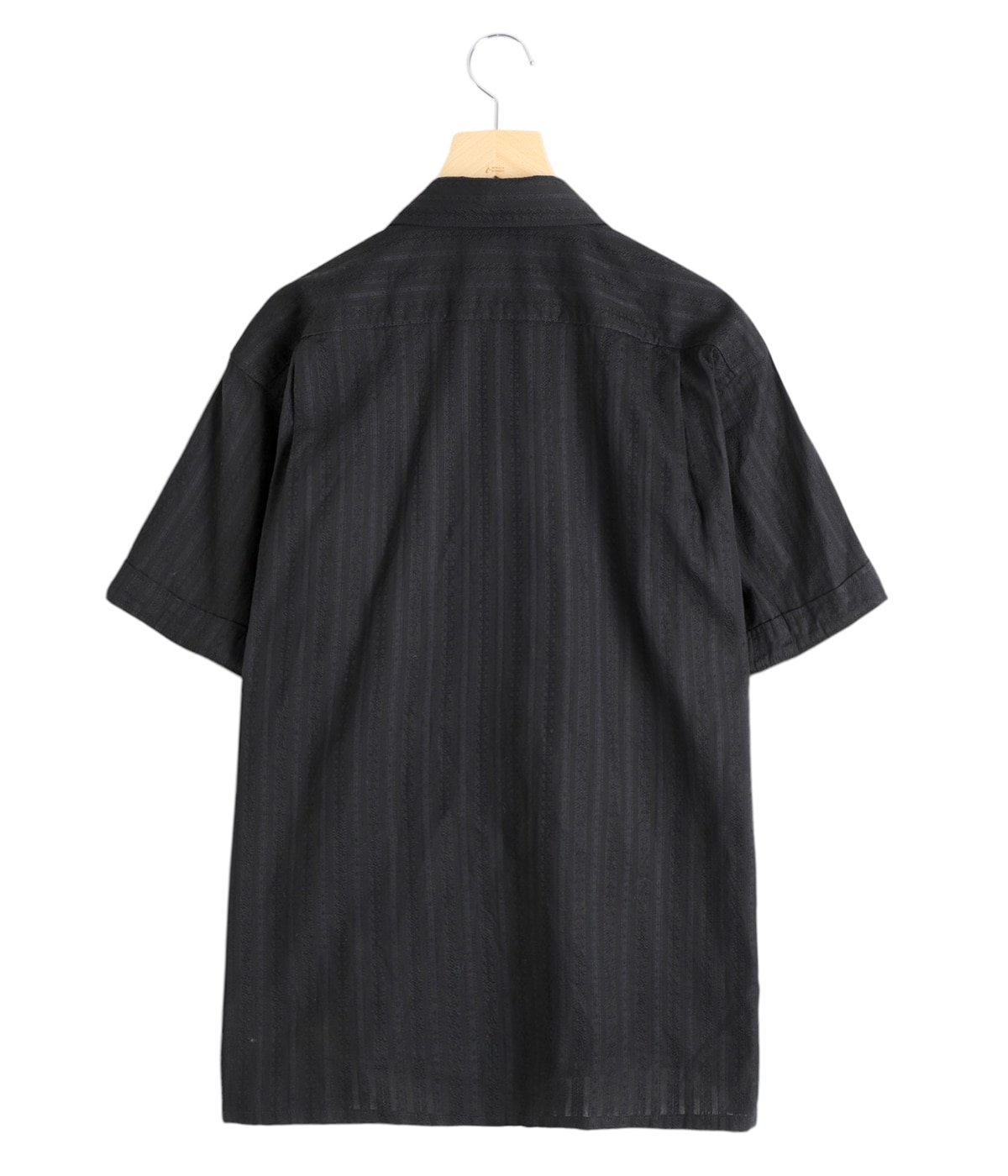 Camp Shirt Black Cotton Lace Stripe Jacquard | ENGINEERED GARMENTS