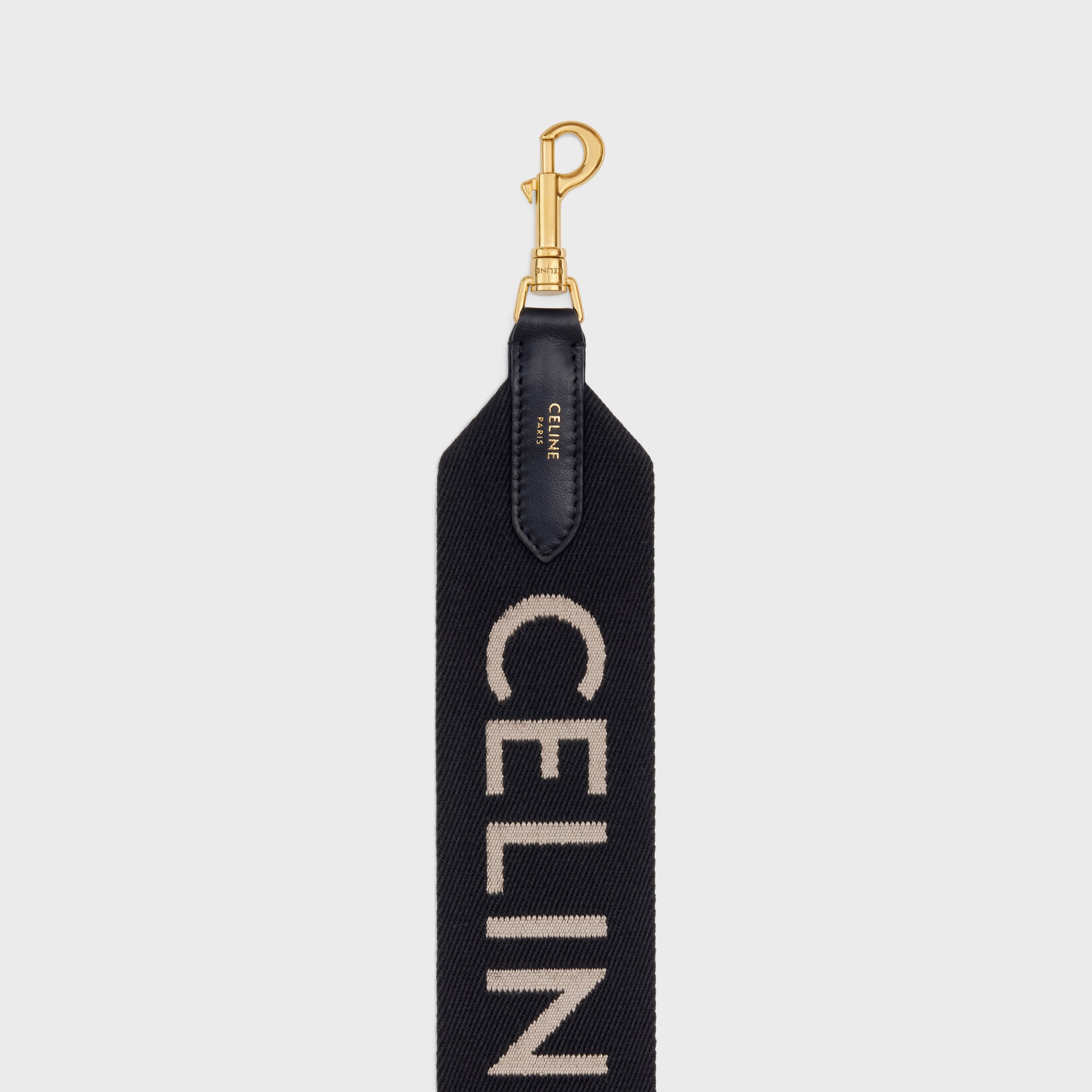 CELINEジャカード ロングストラップ / ウール - ブラック / ホワイト