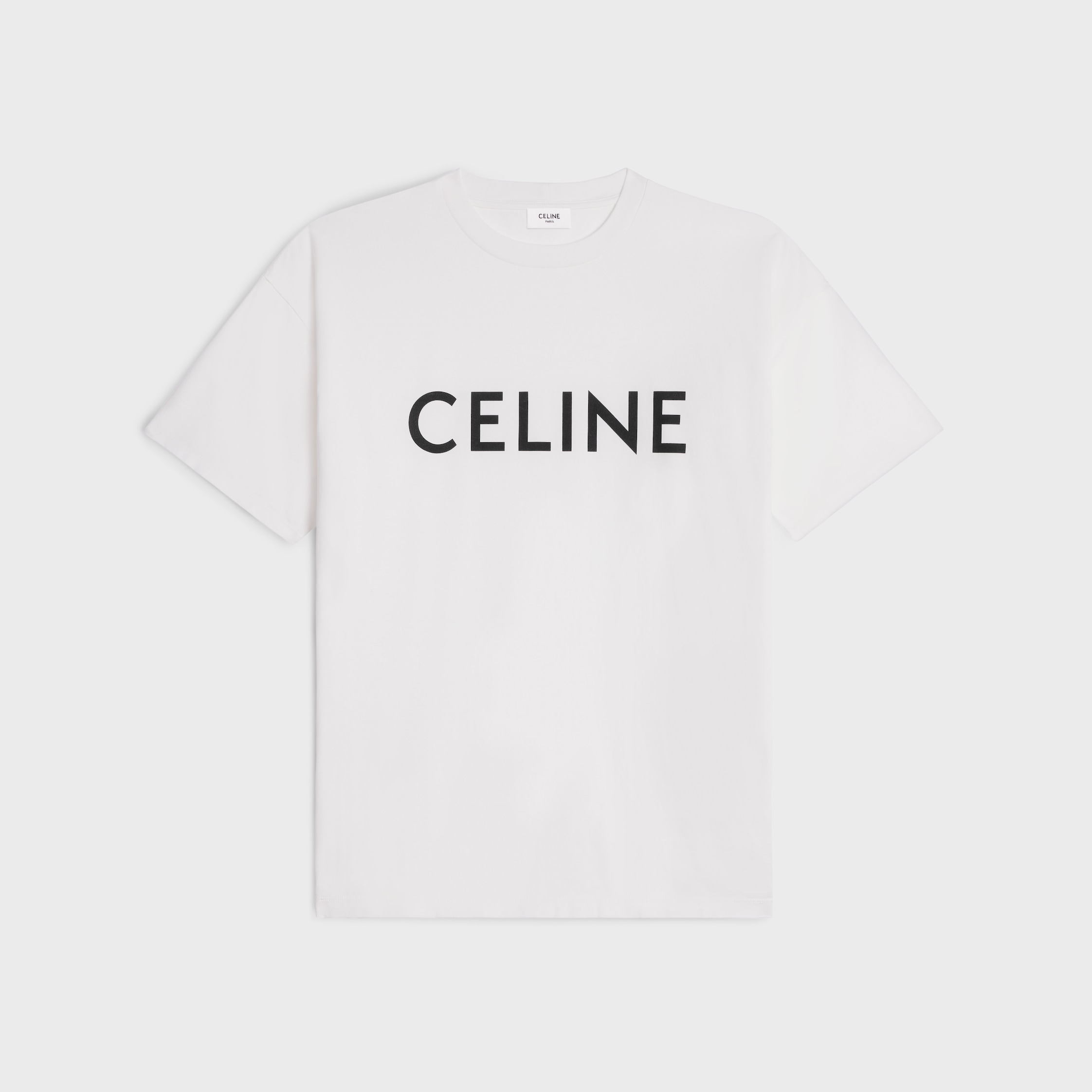 CELINE LOOSE T-SHIRT IN COTTON JERSEY - CHALK / BLACK | CELINE