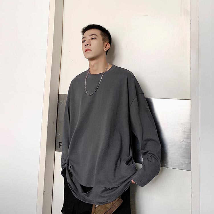 minana / 送料無料 個性的 ダメージ加工 tシャツ やぶれ 長袖Tシャツ