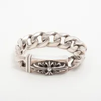 クロムハーツ フローラルクロス ID ブレスレット 925 90.4g ショート