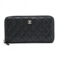 シャネル カンボンライン ラムスキン ラウンドジップウォレット